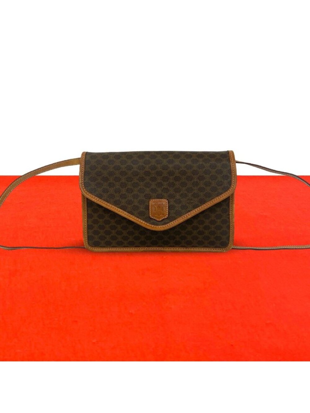 Celine Vintage Macadam Blason Pattern Triomphe Logo Leather Shoulder Bag